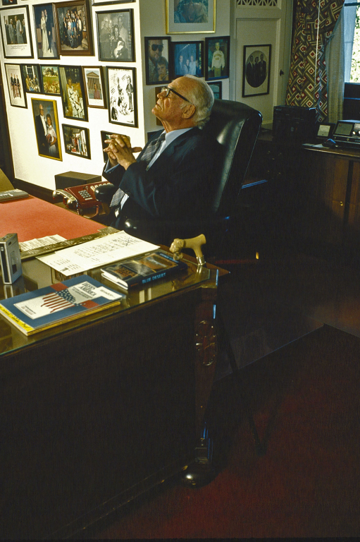        Washington, DC:
Sen. Barry Goldwater reflects
 moments after announcing
 his retirement.