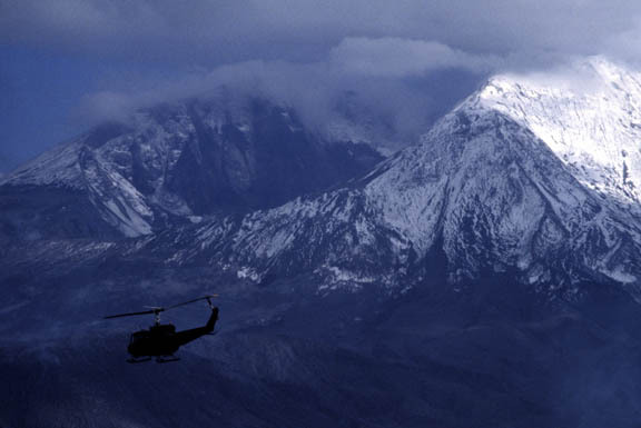 Mt. St. Helens, Washington:
Aerial view of Mount Saint Helens days after eruption.