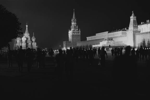 Moscow,USSR:

Evening strollers in Red Square.