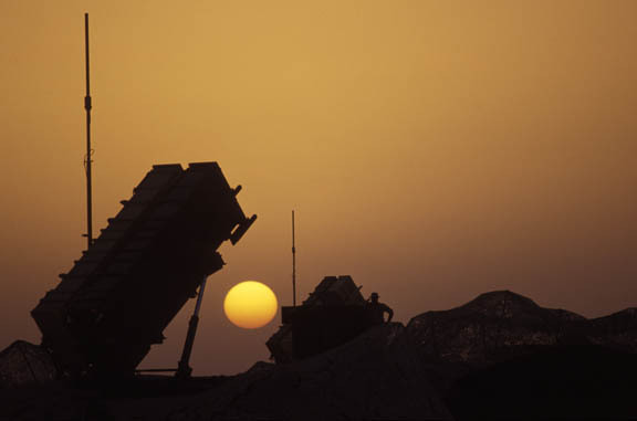 Dahran, Saudi Arabia:
Raytheon Patriot Missile system protecting Dahran airbase.