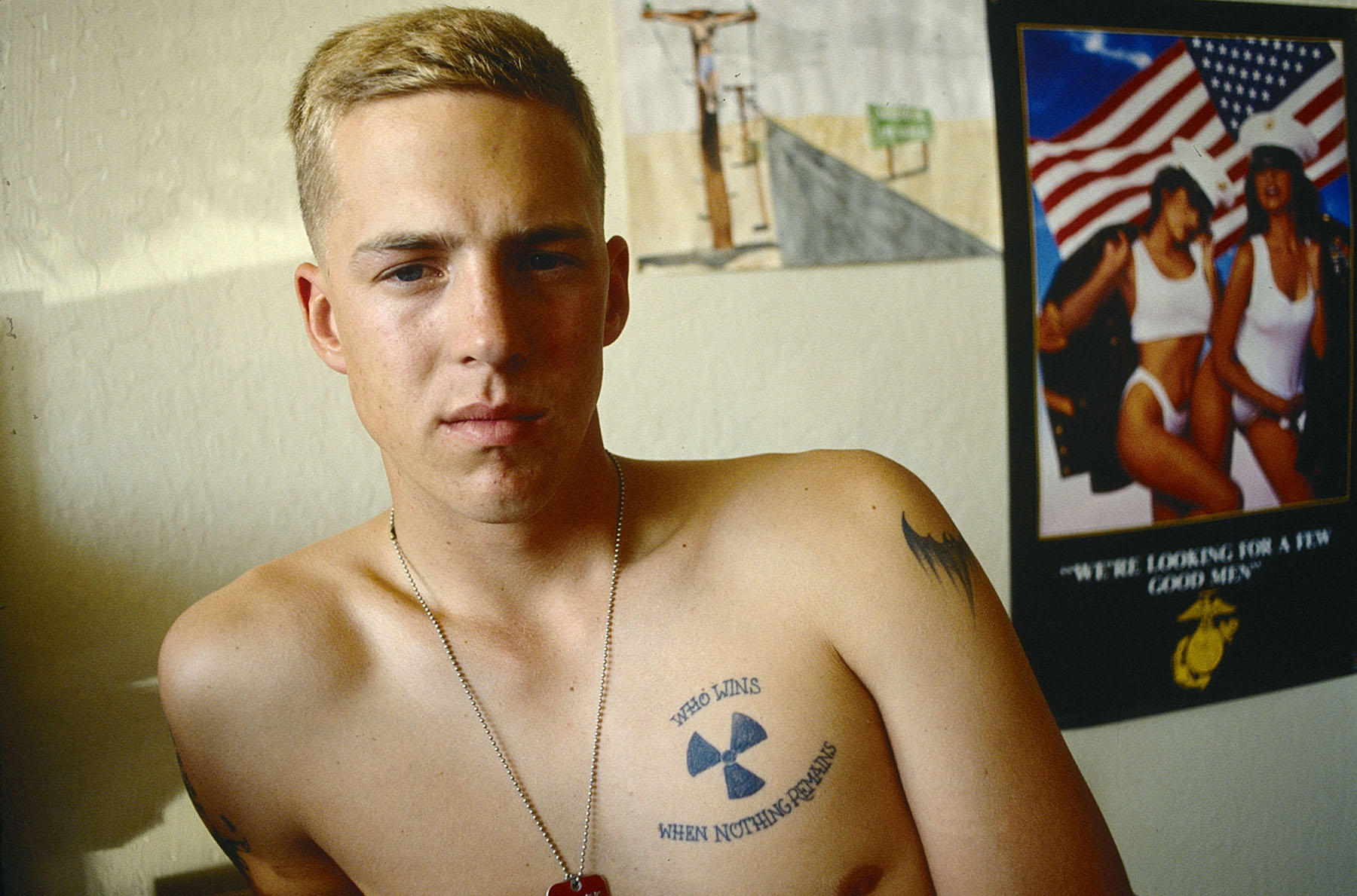 Camp Pendleton, California:
Marine back from Iraq war.